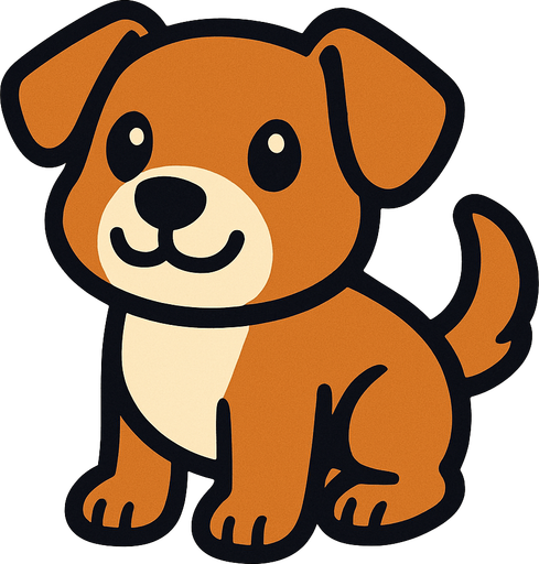 Cute dog.
In-Game asset.  2d.  High contrast.  No shadows