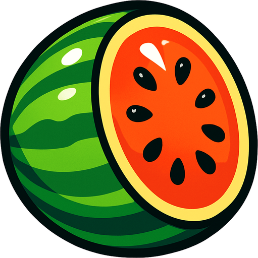 Shiney melon vector.
In-Game asset.  2d.  High contrast.  No shadows