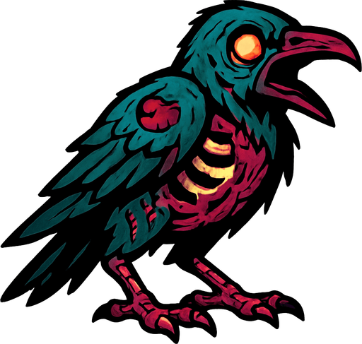 Zombie crow.
In-Game asset.  2d.  High contrast.  No shadows