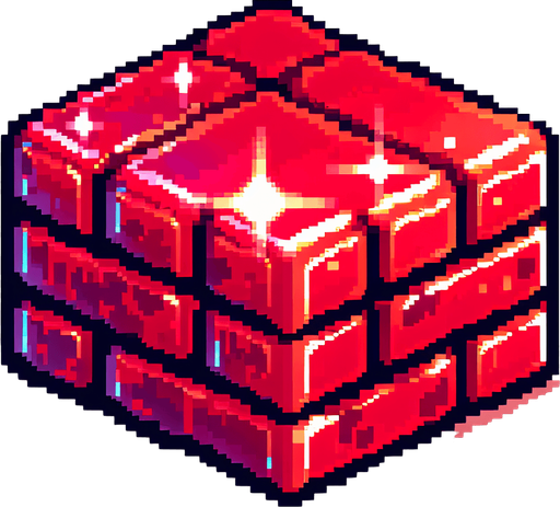 a cartoon red brick. bright. shiny. pixel art. no text..
Single Game Texture. In-Game asset. 2d. Blank background. High contrast. No shadows.
