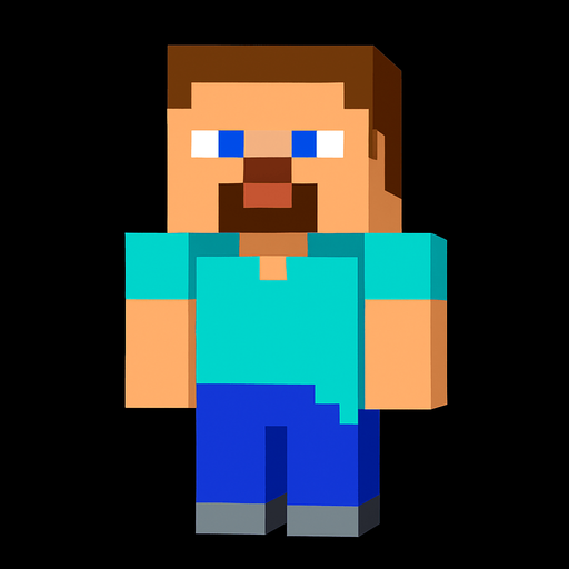 minecraft steve.
In-Game asset.  2d.  High contrast.  No shadows