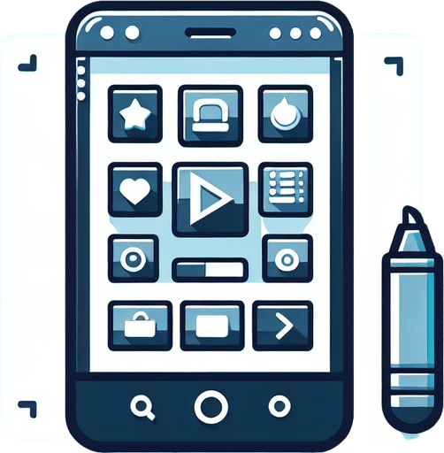 Телефон с приложениями.
Single Game Texture. In-Game asset. 2d. Blank background. High contrast. No shadows.