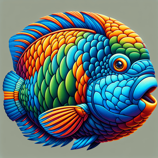 A realistic Parrotfish.
Single Game Texture. In-Game asset. 2d. Blank background. High contrast. No shadows.