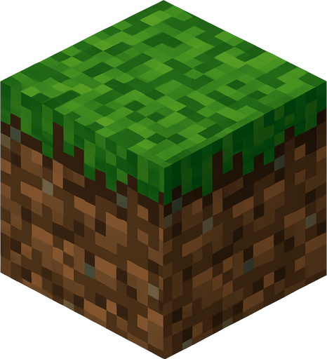 Minecraft çim bloğu.
In-Game asset.  High contrast.  No shadows