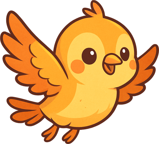cute lil bird flying cartoon style