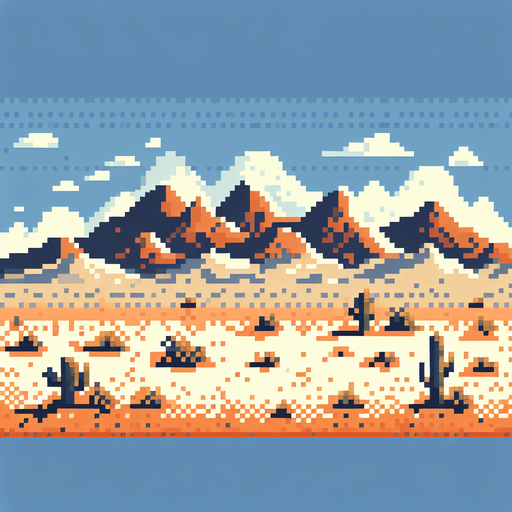pixel art desert.
Single Game Texture. In-Game asset. 2d. Blank background. High contrast. No shadows.