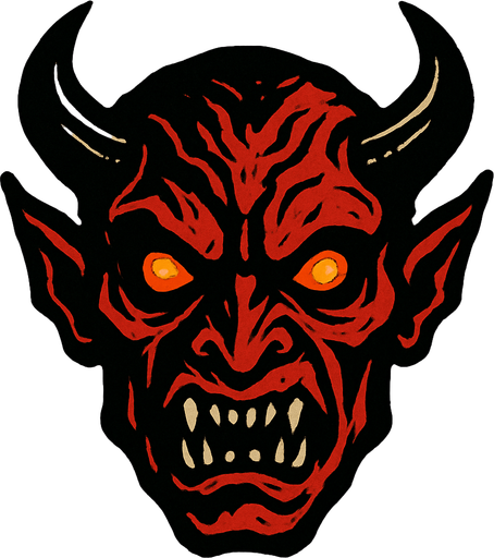2d mysterious and scary demon character's head.
In-Game asset.  2d.  High contrast.  No shadows