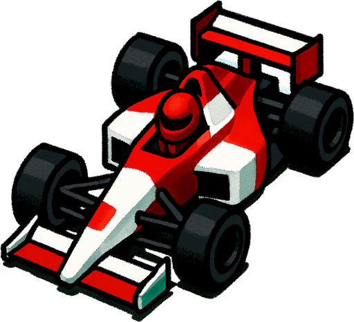 Formula1 car, seen from behind diagonal

Top-down, gta2, Single Game Texture. In-Game asset. 2d. Blank background. High contrast. No shadows.isometric

there is red helmet driver in the cockpit