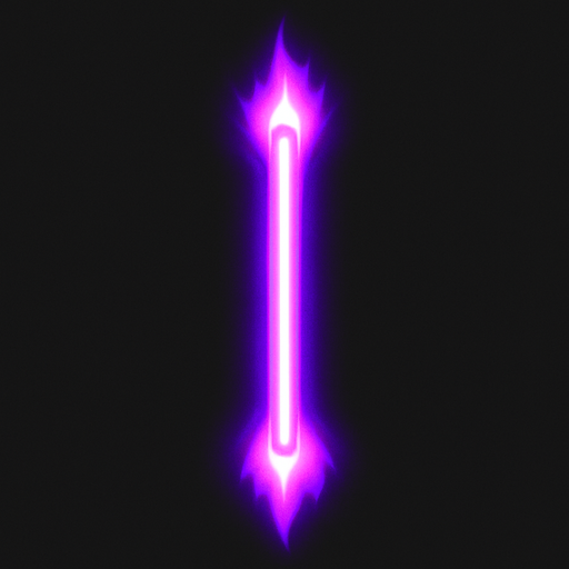 Bala de un rayo láser morado en vertical.
In-Game asset.  2d.  High contrast.  No shadows