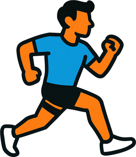 runner with a blue shirt.
In-Game asset.  2d.  High contrast.  No shadows