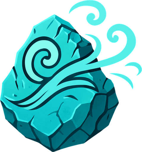 Pierre élémentaire vent.
In-Game asset.  2d.  High contrast.  No shadows