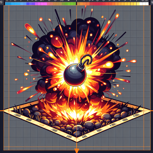 Explosion bomb.
Single Game Texture.  In-Game asset.  2d.  Blank background.  High contrast.  No shadows