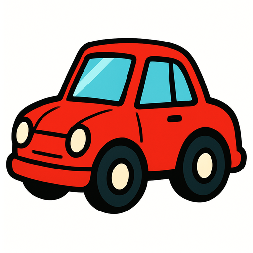 A red toy car.
In-Game asset.  2d.  High contrast.  No shadows
