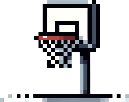 pixel art, an basketball hoop seen from the side..
Blank background. High contrast. No shadows.
