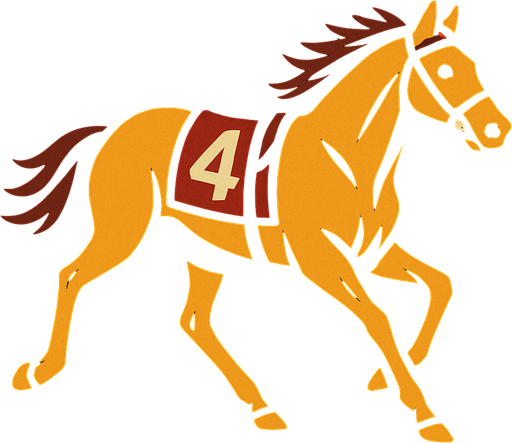image of a racehorse.
In-Game asset.  2d.  High contrast.  No shadows