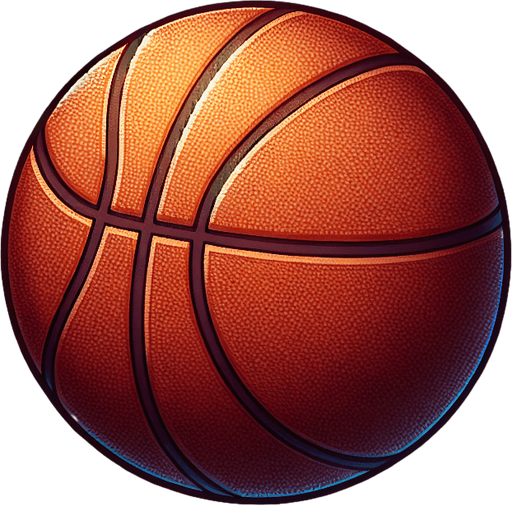 Basketball.
Single Game Texture. In-Game asset. 2d. Blank background. High contrast. No shadows.