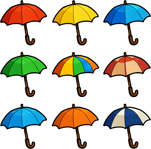 Pack of different umbrellas.
In-Game asset.  High contrast.  No shadows. 3D