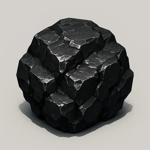 una roca de carbon.
In-Game asset.  High contrast.  No shadows. 3D