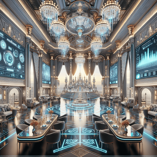 Hall in a luxury futuristic castle