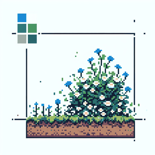 pixel art of a flower patch.
game asset, 2d, white background, shadowless.