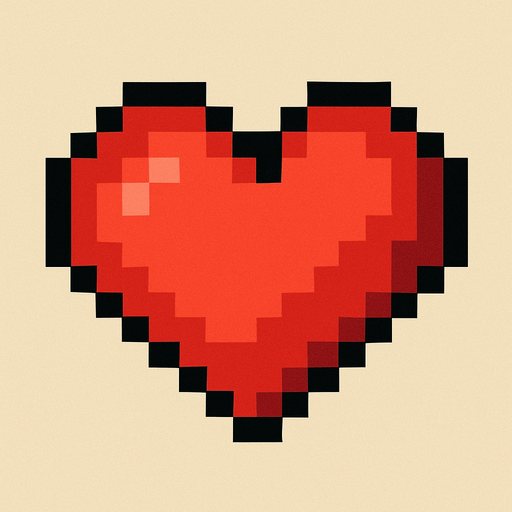 pixel art heart.
In-Game asset.  2d.  High contrast.  No shadows