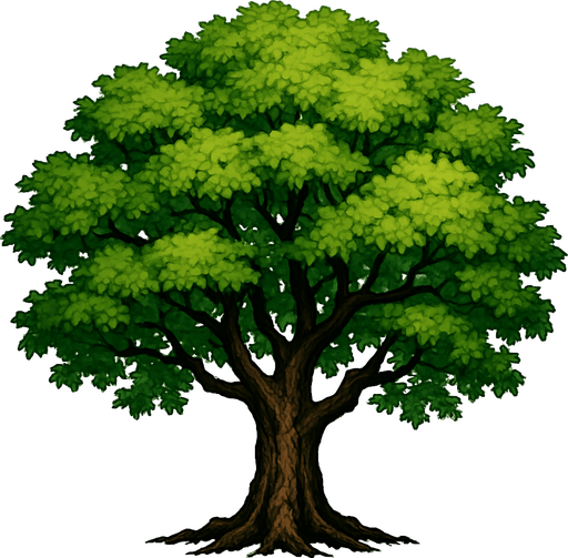 A realistic tree.
In-Game asset.  2d.  High contrast.  No shadows