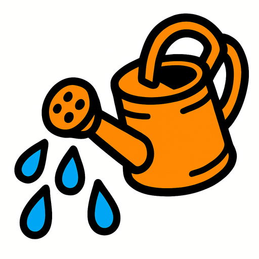 Watering waterdrops watering can.
In-Game asset.  2d.  High contrast.  No shadows