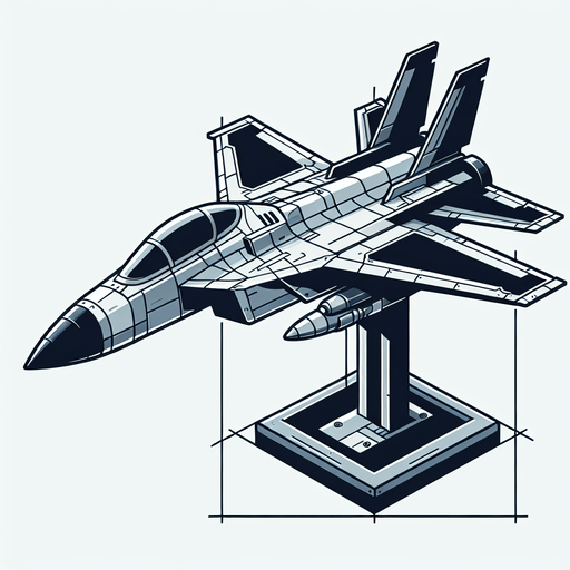 Cool jet standing up.
Single Game Texture.  In-Game asset.  2d.  Blank background.  High contrast.  No shadows