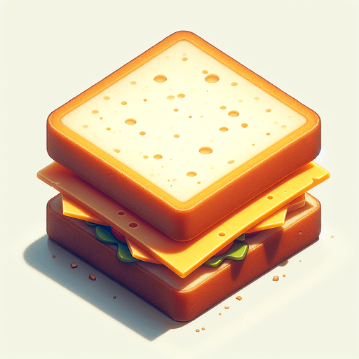 a cheese sandwich, viewed from above.
Single Game Texture. In-Game asset. 2d. Blank background. High contrast. No shadows.