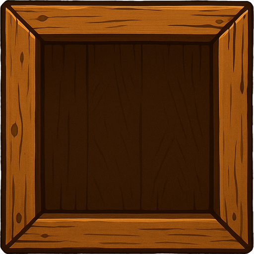 crea una caja de madera que este el medio vacio solo hacme el marco y un color de madera oscura en el centro.
In-Game asset.  2d.  High contrast.  No shadows