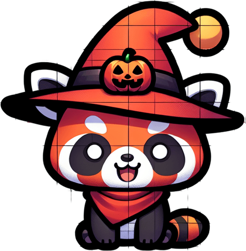 Give to the red panda a halloween hat..
Single Game Texture. In-Game asset. 2d. Blank background. High contrast. No shadows.