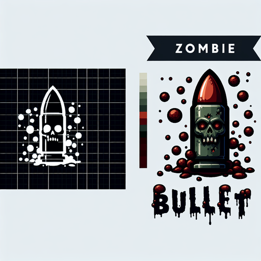 zombie bullet.
Single Game Texture. In-Game asset. 2d. Blank background. High contrast. No shadows.