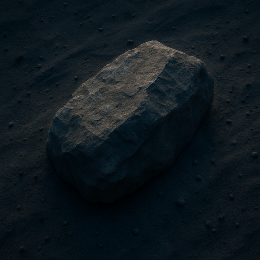 Photorealistic dusty rock in desert at night, bird view