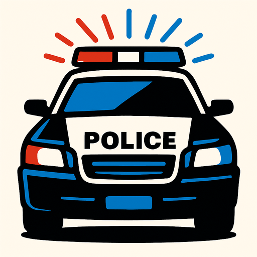 police car with flashing lights.
In-Game asset.  2d.  High contrast.  No shadows