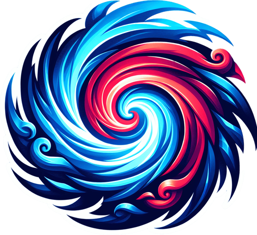 tourbillon bleu et rouge.
Single Game Texture. In-Game asset. 2d. Blank background. High contrast. No shadows.