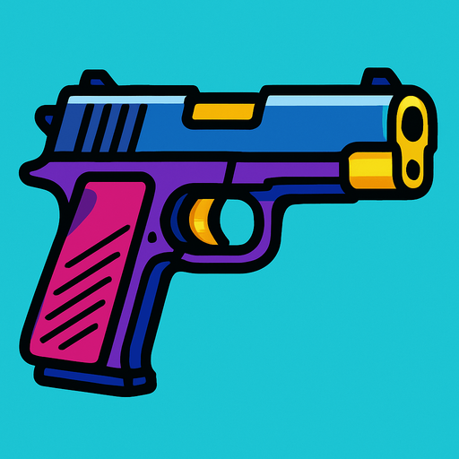 GUN.
In-Game asset.  2d.  High contrast.  No shadows