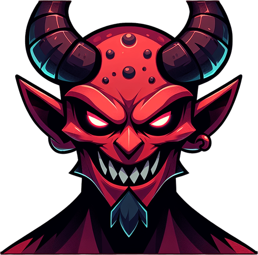 the devil.
Single Game Texture. In-Game asset. 2d. Blank background. High contrast. No shadows.