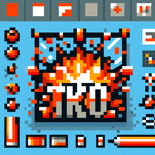 pixel art explosion that says "TKO"
Single Game Texture. In-Game asset. 2d. Blank background. High contrast. No shadows.