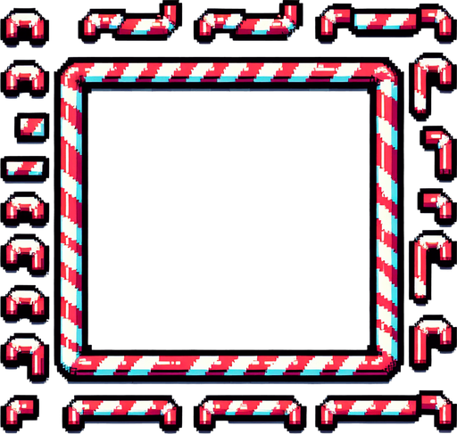 8-bit, cartoon. x-mas candy can frame. high contrast. simple. Single Game Texture. In-Game asset. 2d. Blank background. High contrast. No shadows.