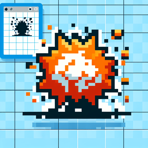 pixel art "bap!" explosion
Single Game Texture. In-Game asset. 2d. Blank background. High contrast. No shadows.