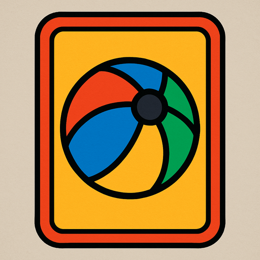 Create an image for a memory game's card's front with an icon of a play ball.
In-Game asset.  2d.  High contrast.  No shadows