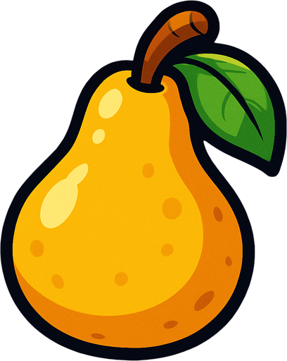 pear fruit.
In-Game asset.  2d.  High contrast.  No shadows. animated. cartoon
