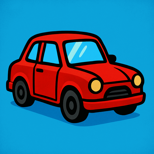 Red car.
In-Game asset.  2d.  High contrast.  No shadows