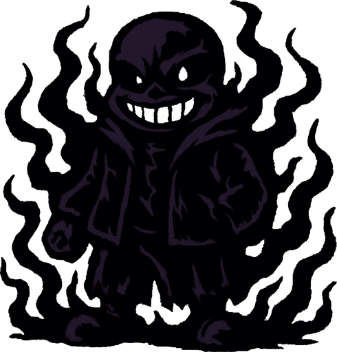 Sans consumido por la oscuridad misma sans oscuro y maligno.
In-Game asset.  2d.  High contrast.  No shadows