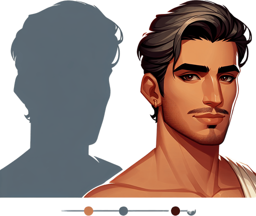 Quadro bonito de um homem bonito.
Single Game Texture. In-Game asset. 2d. Blank background. High contrast. No shadows.