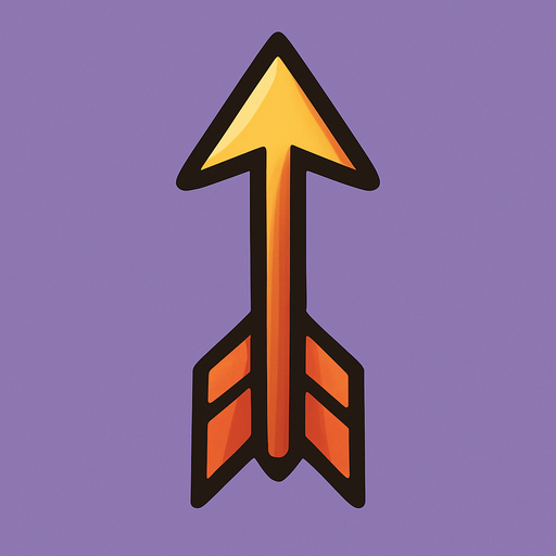 חץ של קשת פונה כלפי מעלה.
In-Game asset.  2d.  High contrast.  No shadows