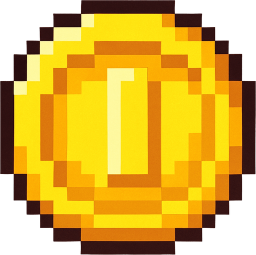 pixel art coin 2d.
In-Game asset.  2d.  High contrast.  No shadows