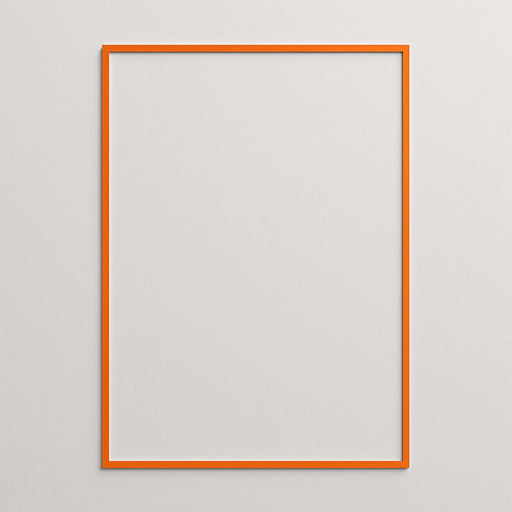 TRANSPARENT RECTANGLE WITH SINGLE LINE ORANGE FRAME, FRONT VIEW