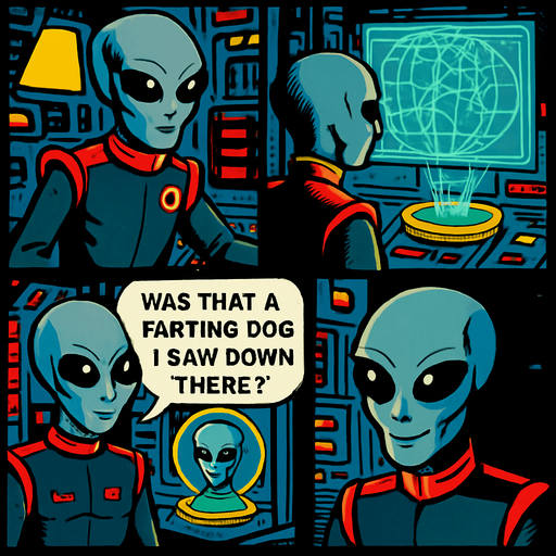 Change speech bubble to say ' was that a farting dog I saw down there? '