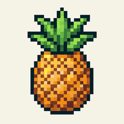 make pixel art 2d pineapple.
In-Game asset.  2d.  High contrast.  No shadows